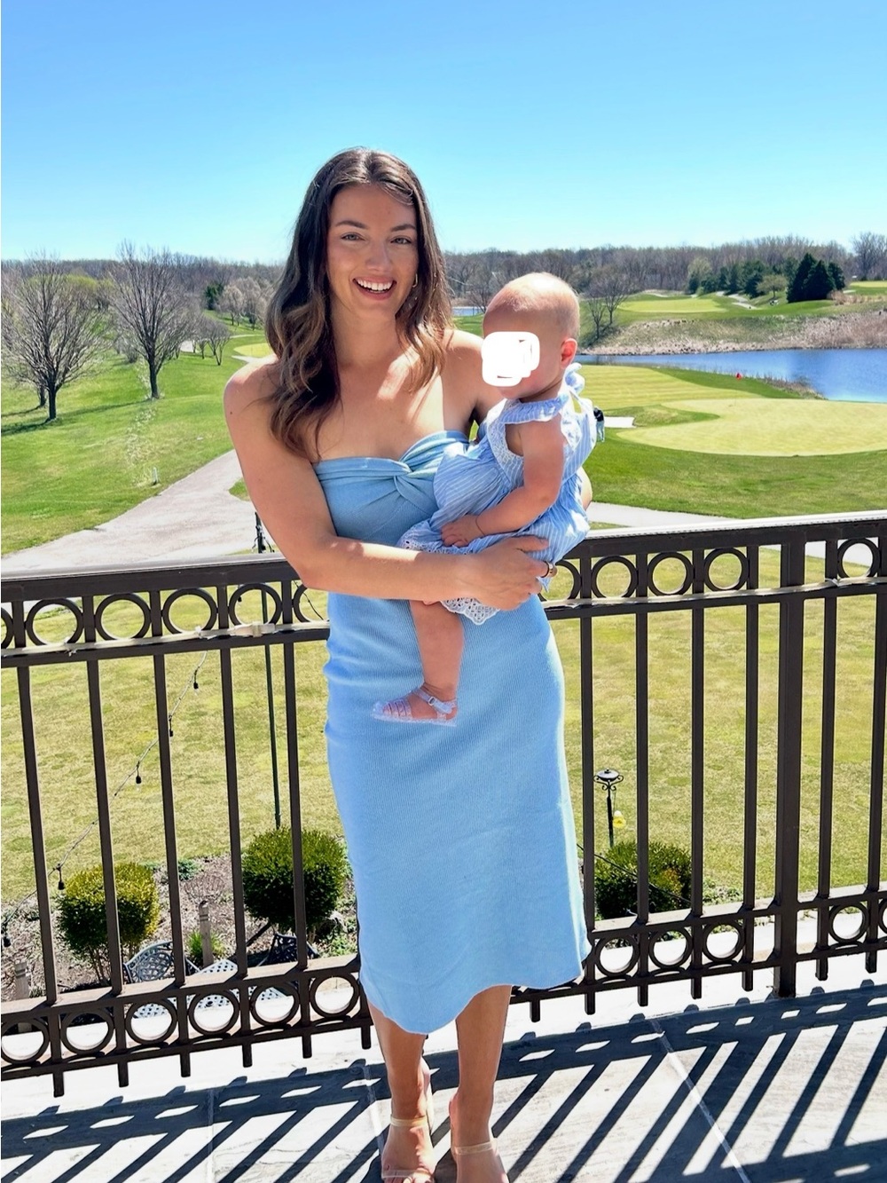 Lillusori Light Blue Strapless Knit Midi Dress
